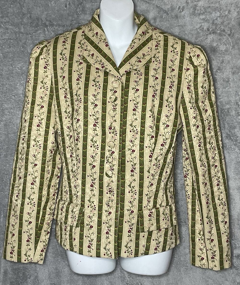 MetroStyle Vintage Womens 12 Blazer Vest Set Floral Stripe New With Tags HK